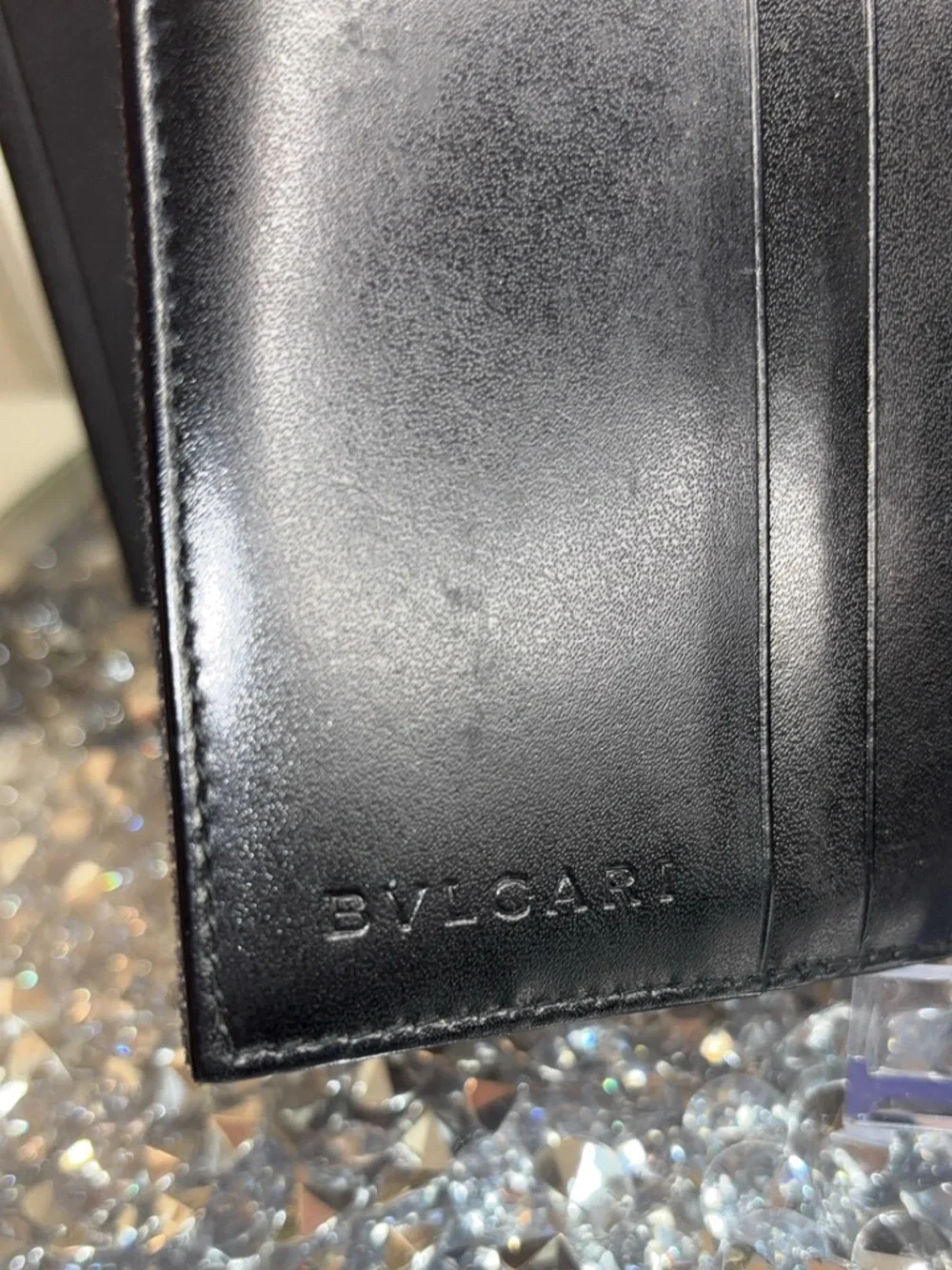 BVLGARI Logo Mania Bifold Wallet made of black denim-like canvas & leather EUC - Picture 16 of 17